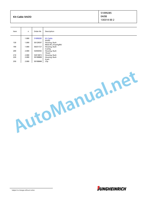 Jungheinrich Forklift EFG 220 G+E115-450DZ Spare Parts Manual FN426930 5 Jungheinrich Forklift EFG 220 G+E115-450DZ Spare Parts Manual FN426930 - Image 5