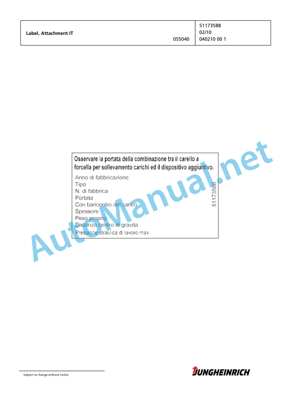Jungheinrich Forklift EFG 220 G+E115-500DZ Spare Parts Manual FN425034 2 Jungheinrich Forklift EFG 220 G+E115-500DZ Spare Parts Manual FN425034 - Image 2