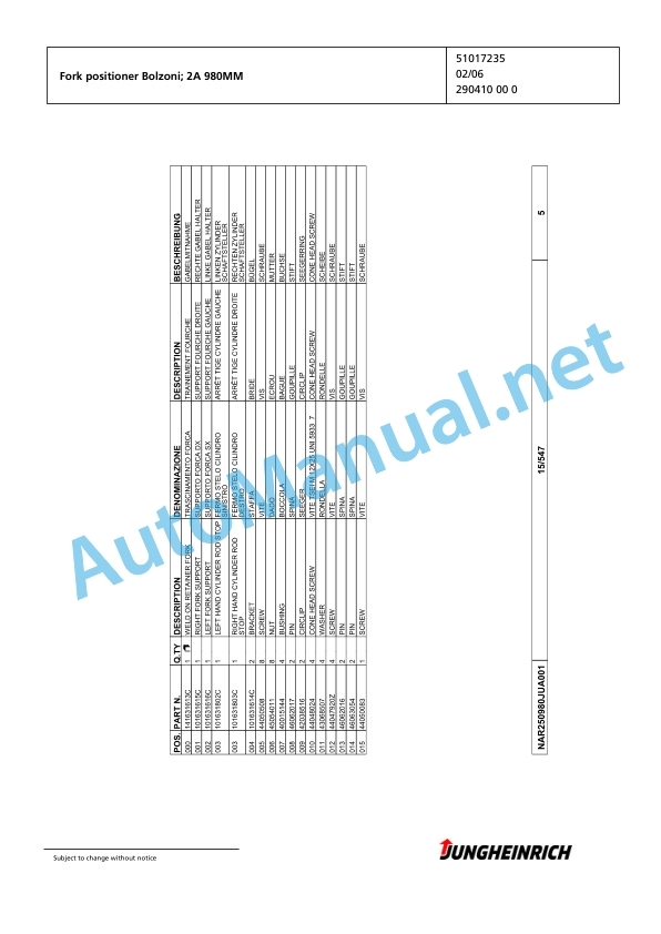 Jungheinrich Forklift EFG 220 G115-450DZ Spare Parts Manual FN423414 4 Jungheinrich Forklift EFG 220 G115-450DZ Spare Parts Manual FN423414 - Image 4