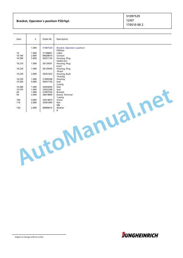 Jungheinrich Forklift EFG 220 G115-550DZ Spare Parts Manual FN423836 5 Jungheinrich Forklift EFG 220 G115-550DZ Spare Parts Manual FN423836 - Image 5