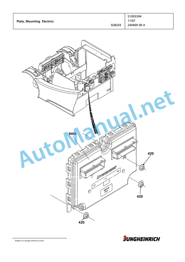 Jungheinrich Forklift EFG 220 GE100-450DZ Spare Parts Manual FN423512 5 Jungheinrich Forklift EFG 220 GE100-450DZ Spare Parts Manual FN423512 - Image 5