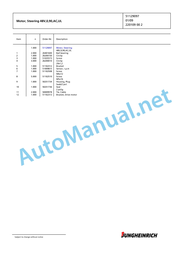 Jungheinrich Forklift EFG 316 G+E100-480DZ Spare Parts Manual FN425724 3 Jungheinrich Forklift EFG 316 G+E100-480DZ Spare Parts Manual FN425724 - Image 3