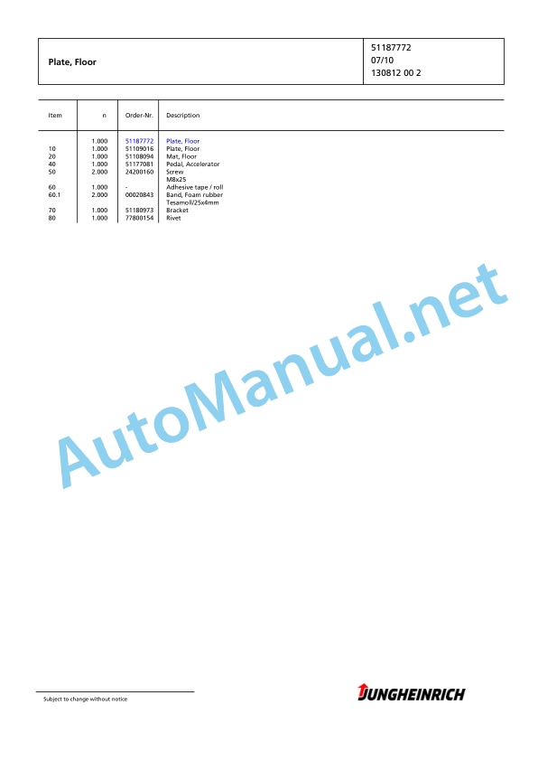 Jungheinrich Forklift EFG 316 G+E100-480DZ Spare Parts Manual FN425907 2 Jungheinrich Forklift EFG 316 G+E100-480DZ Spare Parts Manual FN425907 - Image 2