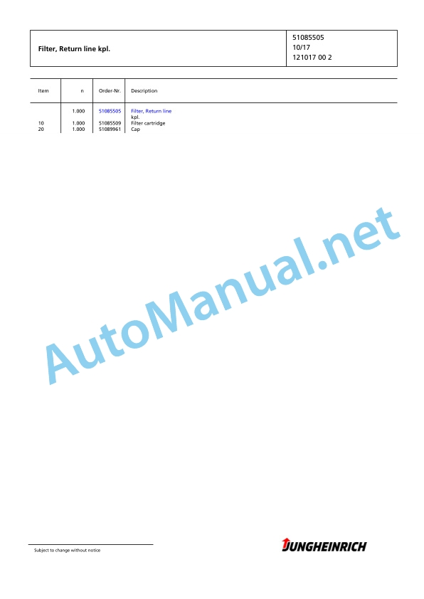 Jungheinrich Forklift EFG 316 GE100-480DZ Spare Parts Manual FN425894 3 Jungheinrich Forklift EFG 316 GE100-480DZ Spare Parts Manual FN425894 - Image 3