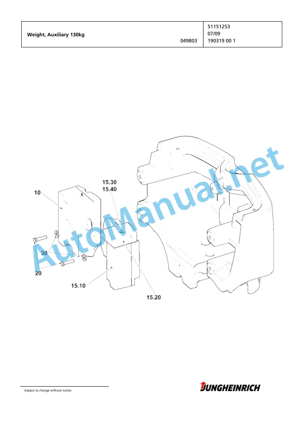 Jungheinrich Forklift EFG 318 G-480DZ Spare Parts Manual FN424440 2 Jungheinrich Forklift EFG 318 G-480DZ Spare Parts Manual FN424440 - Image 2