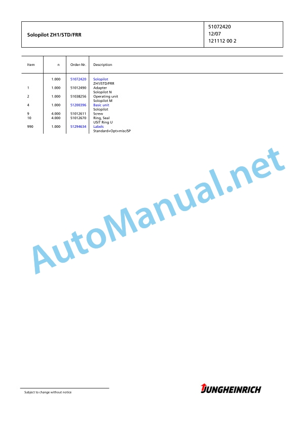 Jungheinrich Forklift EFG 318 GE140-550DZ Spare Parts Manual FN426242 4 Jungheinrich Forklift EFG 318 GE140-550DZ Spare Parts Manual FN426242 - Image 4