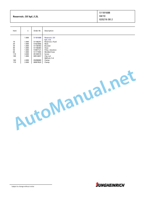 Jungheinrich Forklift EFG 318k GE115-330ZZ Spare Parts Manual FN426810 4 Jungheinrich Forklift EFG 318k GE115-330ZZ Spare Parts Manual FN426810 - Image 4