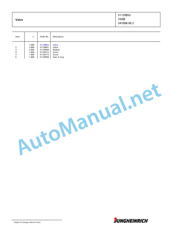 Jungheinrich Forklift EFG 318k Spare Parts Manual FN427101 4 Jungheinrich Forklift EFG 318k Spare Parts Manual FN427101 - Image 4