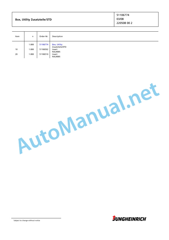 Jungheinrich Forklift EFG 320 G+E115-400ZT Spare Parts Manual FN423041 2 Jungheinrich Forklift EFG 320 G+E115-400ZT Spare Parts Manual FN423041 - Image 2