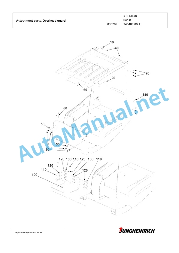 Jungheinrich Forklift EFG 320 G+E115-500DZ Spare Parts Manual FN425427 2 Jungheinrich Forklift EFG 320 G+E115-500DZ Spare Parts Manual FN425427 - Image 2