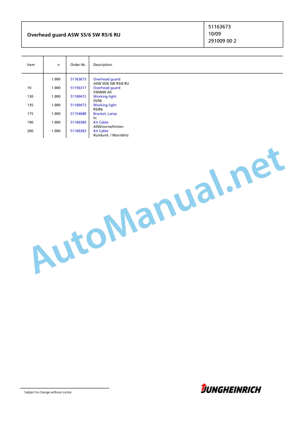 Jungheinrich Forklift EFG 320 GE110-550DZ Spare Parts Manual FN423825 2 Jungheinrich Forklift EFG 320 GE110-550DZ Spare Parts Manual FN423825 - Image 2