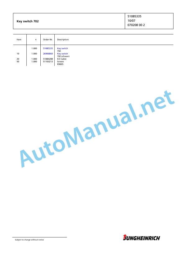 Jungheinrich Forklift EFG 320 GE115-480DZ Spare Parts Manual FN425728 5 Jungheinrich Forklift EFG 320 GE115-480DZ Spare Parts Manual FN425728 - Image 5