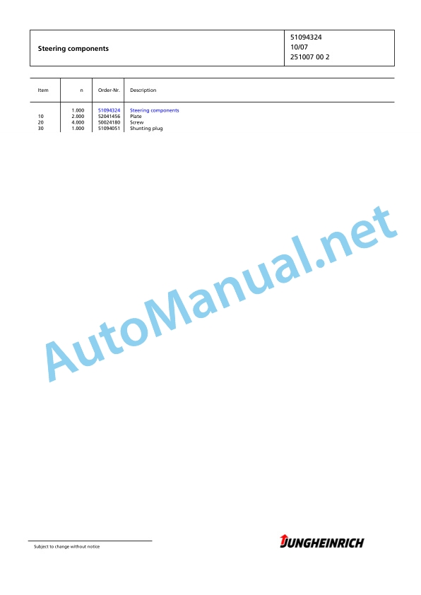 Jungheinrich Forklift EFG 320 GE115-550DZ Spare Parts Manual FN424531 3 Jungheinrich Forklift EFG 320 GE115-550DZ Spare Parts Manual FN424531 - Image 3