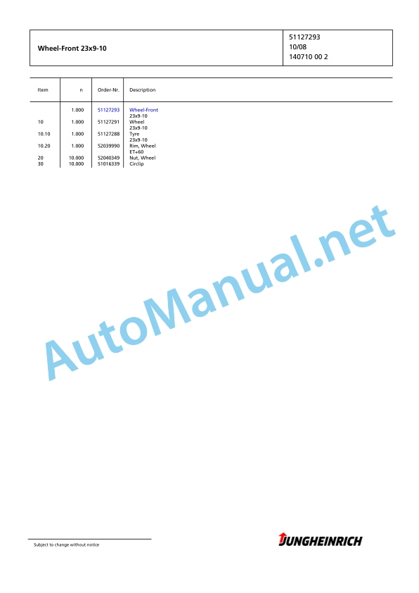 Jungheinrich Forklift EFG 425k G-500DZ Spare Parts Manual FN424441 3 Jungheinrich Forklift EFG 425k G-500DZ Spare Parts Manual FN424441 - Image 3