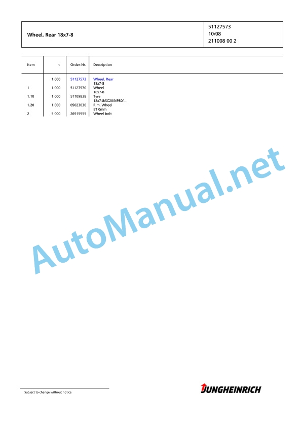 Jungheinrich Forklift EFG 425k G-500DZ Spare Parts Manual FN426561 3 Jungheinrich Forklift EFG 425k G-500DZ Spare Parts Manual FN426561 - Image 3