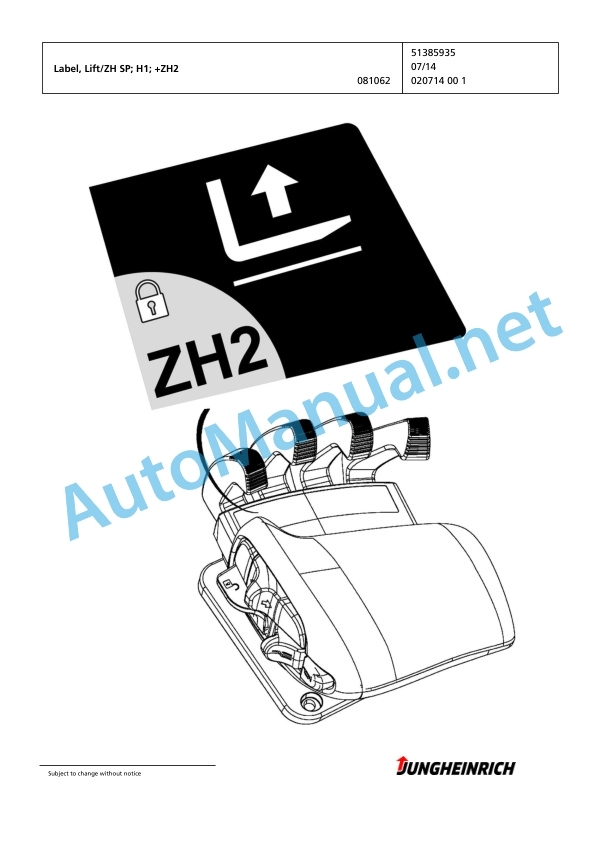 Jungheinrich Forklift EFG 425k G+E115-470DZ Spare Parts Manual FN585548 2 Jungheinrich Forklift EFG 425k G+E115-470DZ Spare Parts Manual FN585548 - Image 2