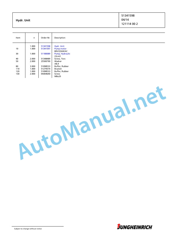 Jungheinrich Forklift EFG 425k G+E115-470DZ Spare Parts Manual FN585548 4 Jungheinrich Forklift EFG 425k G+E115-470DZ Spare Parts Manual FN585548 - Image 4