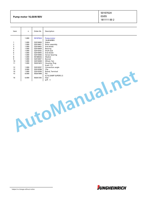 Jungheinrich Forklift EFG 425k G+E120-500DZ Spare Parts Manual FN423539 4 Jungheinrich Forklift EFG 425k G+E120-500DZ Spare Parts Manual FN423539 - Image 4