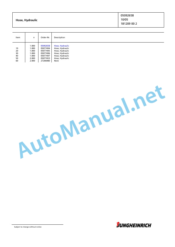 Jungheinrich Forklift EFG 425k GE120-330ZZ Spare Parts Manual FN426460 4 Jungheinrich Forklift EFG 425k GE120-330ZZ Spare Parts Manual FN426460 - Image 4