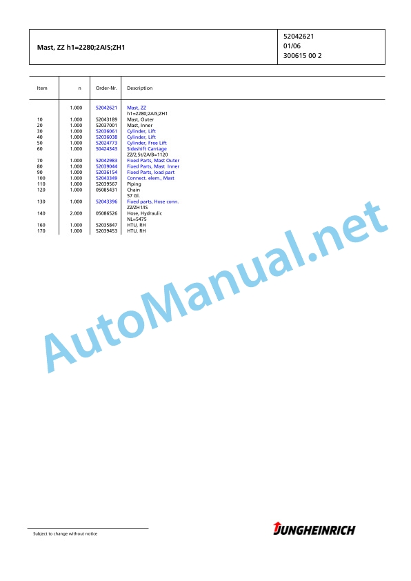 Jungheinrich Forklift EFG 425k GE120-330ZZ Spare Parts Manual FN427264 4 Jungheinrich Forklift EFG 425k GE120-330ZZ Spare Parts Manual FN427264 - Image 4