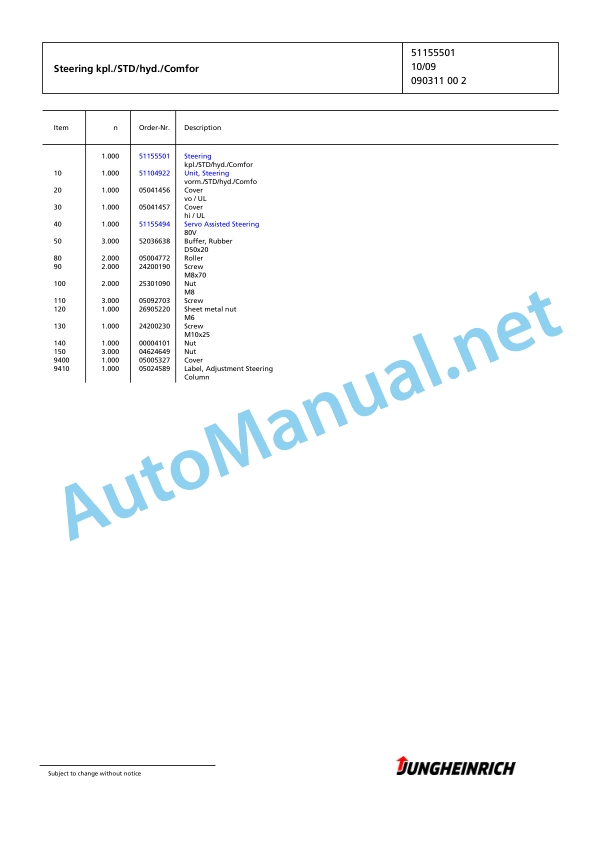 Jungheinrich Forklift EFG 430 G-470DZ Spare Parts Manual FN425884 4 Jungheinrich Forklift EFG 430 G-470DZ Spare Parts Manual FN425884 - Image 4