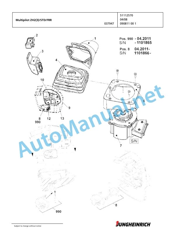 Jungheinrich Forklift EFG 430 G180-450ZT Spare Parts Manual FN426409 5 Jungheinrich Forklift EFG 430 G180-450ZT Spare Parts Manual FN426409 - Image 5