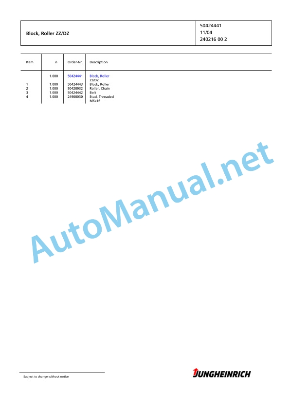 Jungheinrich Forklift EFG 535 GE115-470DZ Spare Parts Manual FN423393 3 Jungheinrich Forklift EFG 535 GE115-470DZ Spare Parts Manual FN423393 - Image 3
