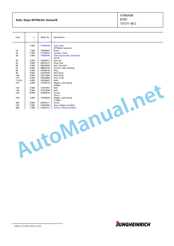 Jungheinrich Forklift EFG 535 GE120-650DZ Spare Parts Manual FN423876 3 Jungheinrich Forklift EFG 535 GE120-650DZ Spare Parts Manual FN423876 - Image 3