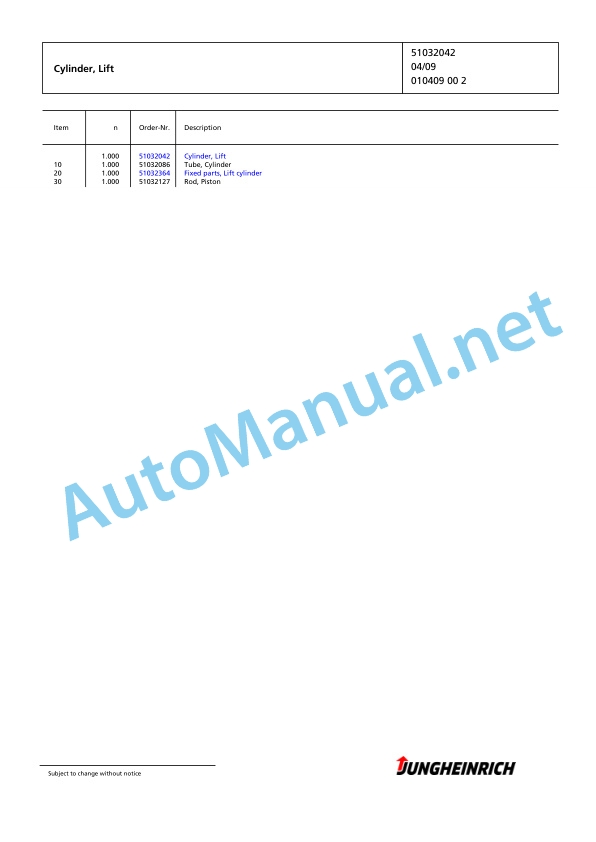 Jungheinrich Forklift EFG 540 GE-492DZ Spare Parts Manual FN426184 4 Jungheinrich Forklift EFG 540 GE-492DZ Spare Parts Manual FN426184 - Image 4