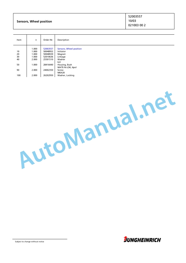 Jungheinrich Forklift EFG 545 G115-492DZ Spare Parts Manual FN423977 3 Jungheinrich Forklift EFG 545 G115-492DZ Spare Parts Manual FN423977 - Image 3