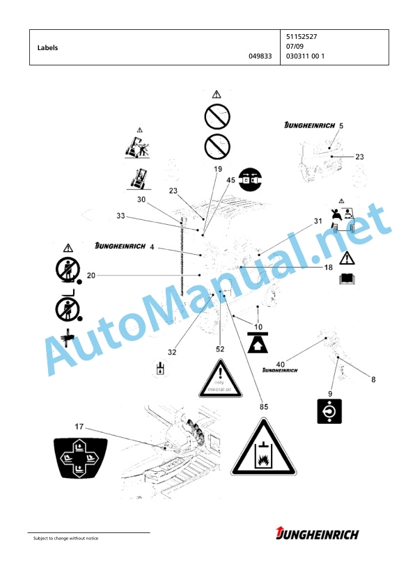 Jungheinrich Forklift EFG 550 G-350ZT Spare Parts Manual FN425882 2 Jungheinrich Forklift EFG 550 G-350ZT Spare Parts Manual FN425882 - Image 2