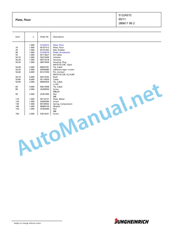 Jungheinrich Forklift EFX 410 X+I 120 550 DZ Spare Parts Manual FN425155 2 Jungheinrich Forklift EFX 410 X+I 120 550 DZ Spare Parts Manual FN425155 - Image 2