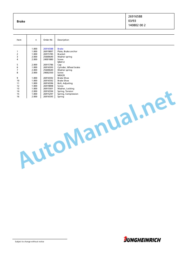 Jungheinrich Forklift EFX 413 X+S 119 550 ZT Spare Parts Manual FN427300 3 Jungheinrich Forklift EFX 413 X+S 119 550 ZT Spare Parts Manual FN427300 - Image 3