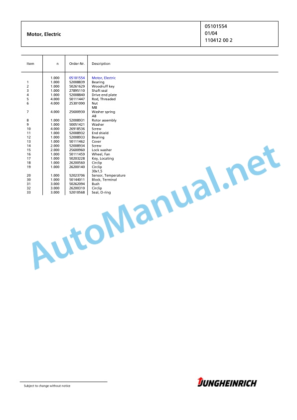 Jungheinrich Forklift EFX 413 X+S 119 700 DZ Spare Parts Manual FN424552 5 Jungheinrich Forklift EFX 413 X+S 119 700 DZ Spare Parts Manual FN424552 - Image 5