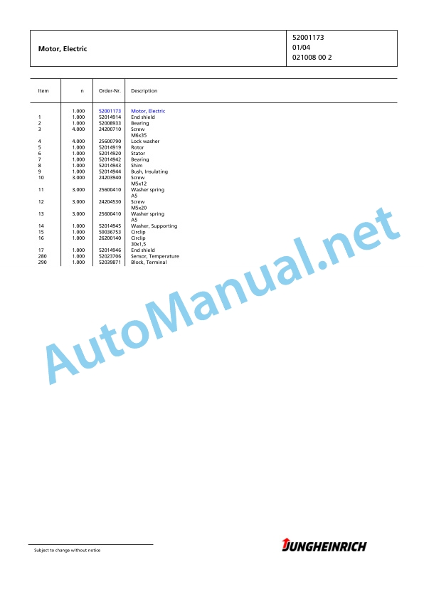 Jungheinrich Forklift EFX 413 X+S 119 700 DZ Spare Parts Manual FN424553 3 Jungheinrich Forklift EFX 413 X+S 119 700 DZ Spare Parts Manual FN424553 - Image 3