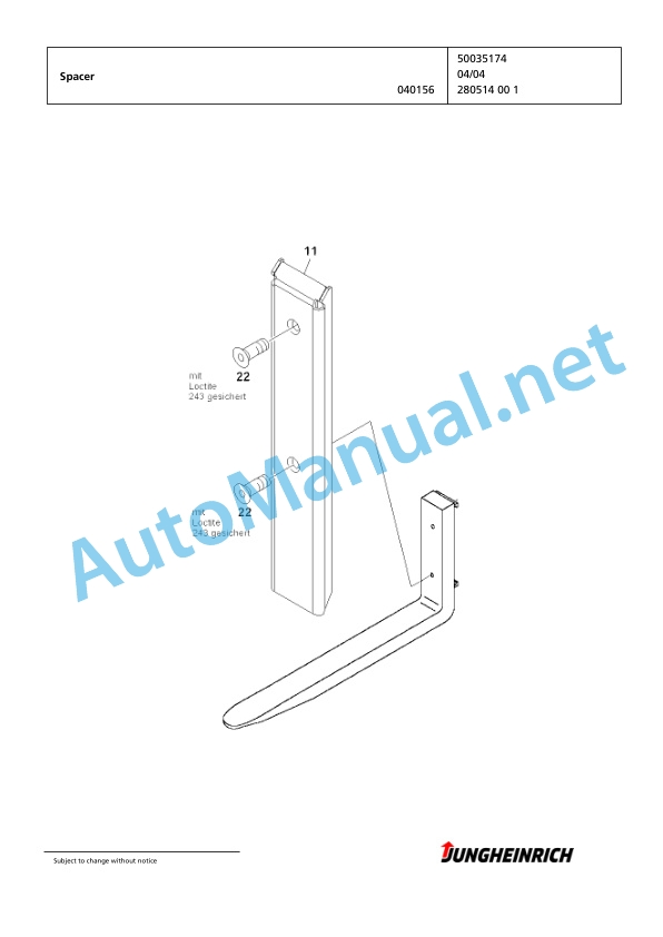 Jungheinrich Forklift EFX 413 X+S 120 650 DZ Spare Parts Manual FN426503 4 Jungheinrich Forklift EFX 413 X+S 120 650 DZ Spare Parts Manual FN426503 - Image 4