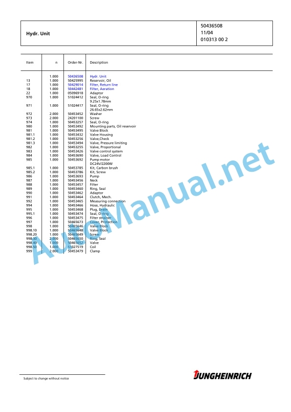 Jungheinrich Forklift EJC 112 Spare Parts Manual 90359809 5 Jungheinrich Forklift EJC 112 Spare Parts Manual 90359809 - Image 5