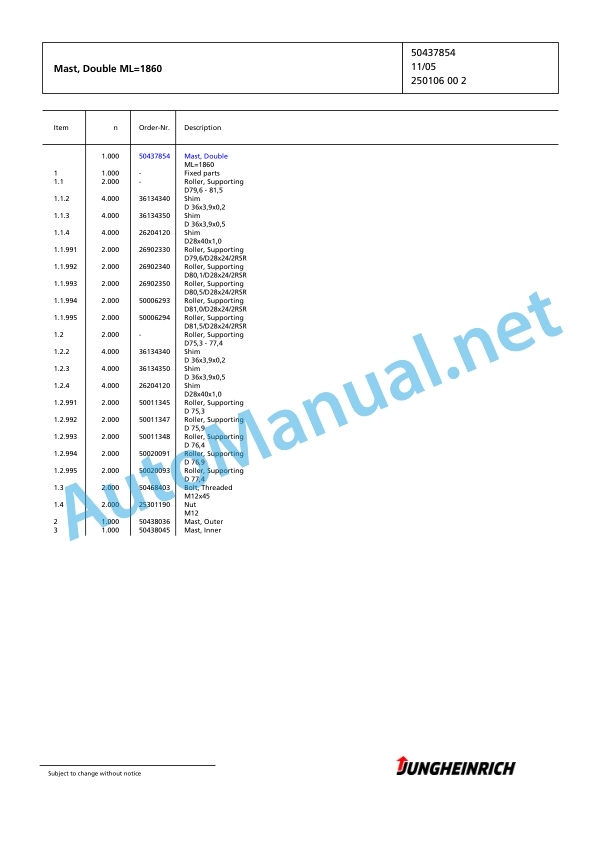 Jungheinrich Forklift EJC Z16 Spare Parts Manual 90359803 4 Jungheinrich Forklift EJC Z16 Spare Parts Manual 90359803 - Image 4