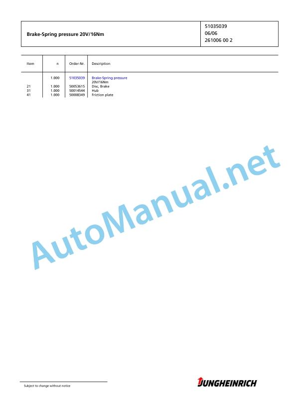 Jungheinrich Forklift EJC Z16 Spare Parts Manual 90359804 3 Jungheinrich Forklift EJC Z16 Spare Parts Manual 90359804 - Image 3