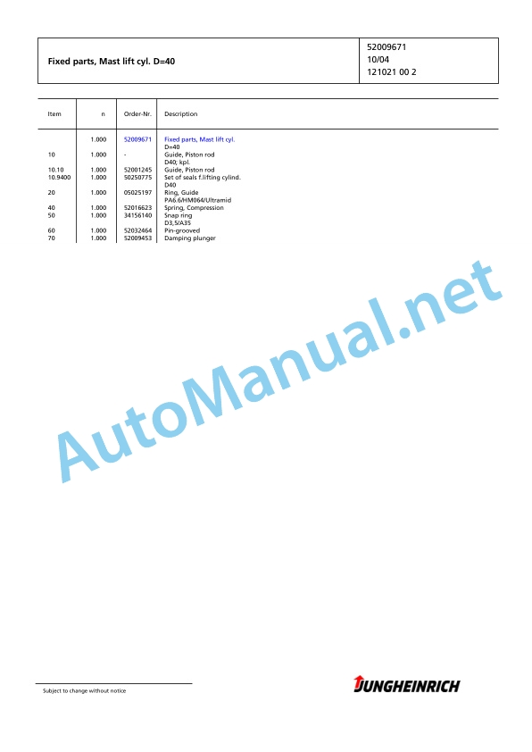 Jungheinrich Forklift EKS 210 Z+I 080 475 DZ Spare Parts Manual FN427239 4 Jungheinrich Forklift EKS 210 Z+I 080 475 DZ Spare Parts Manual FN427239 - Image 4