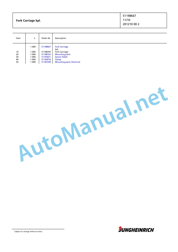 Jungheinrich Forklift EKS 308 L+F 120 600 DZ Spare Parts Manual FN427247 4 Jungheinrich Forklift EKS 308 L+F 120 600 DZ Spare Parts Manual FN427247 - Image 4