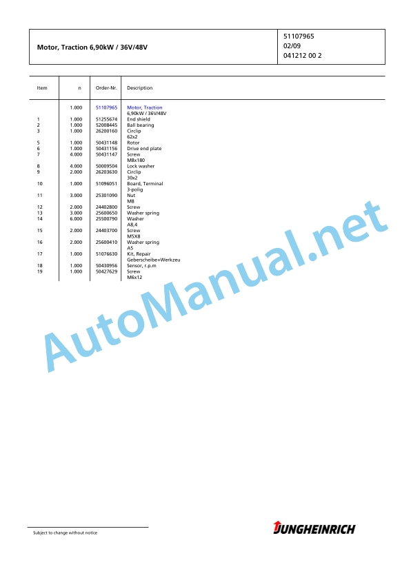 Jungheinrich Forklift EKS 312 Z+F 080 925 DZ Spare Parts Manual FN424260 3 Jungheinrich Forklift EKS 312 Z+F 080 925 DZ Spare Parts Manual FN424260 - Image 3