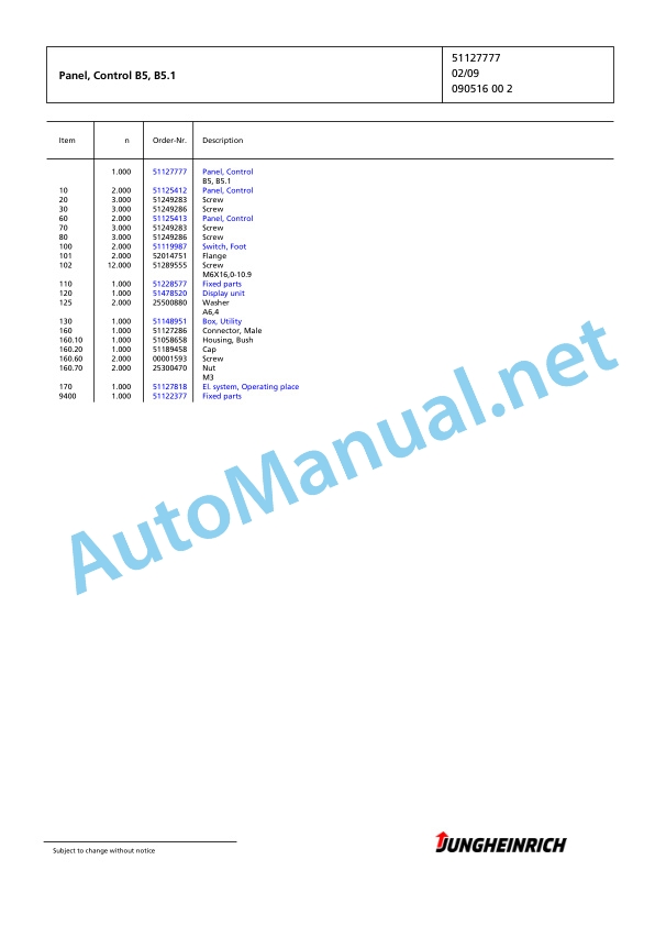 Jungheinrich Forklift EKS 312 Z+S 080 600 DZ Spare Parts Manual FN426542 5 Jungheinrich Forklift EKS 312 Z+S 080 600 DZ Spare Parts Manual FN426542 - Image 5