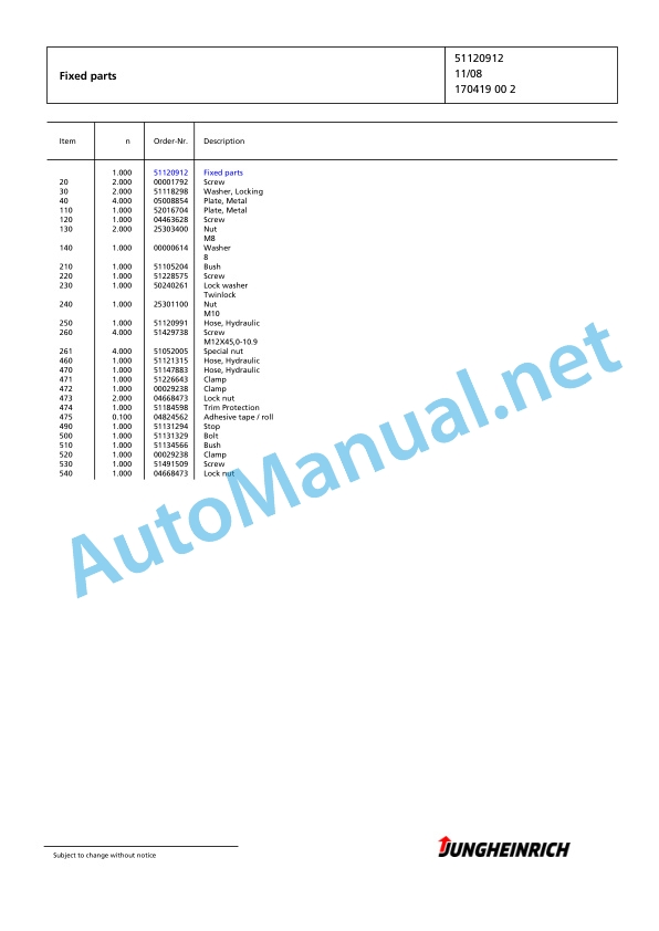 Jungheinrich Forklift EKS 312 Z+S 080 750 DZ Spare Parts Manual FN426589 2 Jungheinrich Forklift EKS 312 Z+S 080 750 DZ Spare Parts Manual FN426589 - Image 2