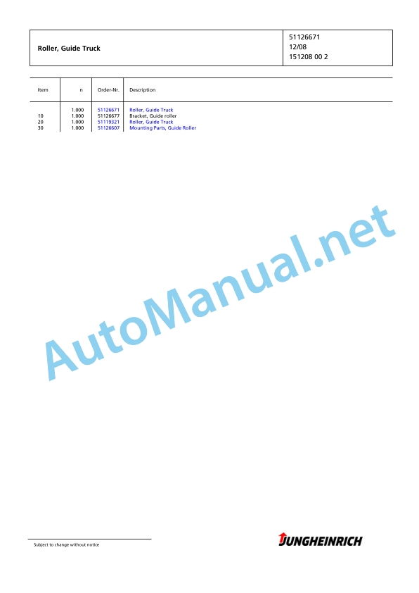 Jungheinrich Forklift EKX 513 G+S 099 500 DZ Spare Parts Manual FN423385 3 Jungheinrich Forklift EKX 513 G+S 099 500 DZ Spare Parts Manual FN423385 - Image 3