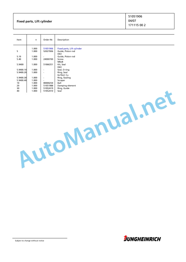 Jungheinrich Forklift EKX 515k G+I 118 925 DZ Spare Parts Manual FN423855 3 Jungheinrich Forklift EKX 515k G+I 118 925 DZ Spare Parts Manual FN423855 - Image 3