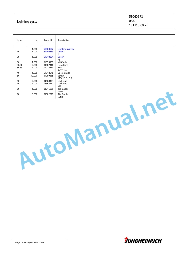 Jungheinrich Forklift EKX 515k G+S 100 850 DZ Spare Parts Manual FN426211 5 Jungheinrich Forklift EKX 515k G+S 100 850 DZ Spare Parts Manual FN426211 - Image 5