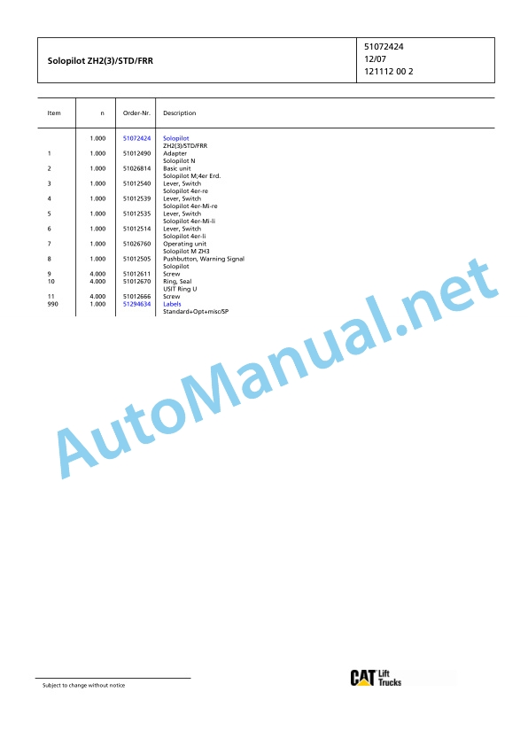 Jungheinrich Forklift EP 40 2SP 450 Spare Parts Manual FN423447 4 Jungheinrich Forklift EP 40 2SP 450 Spare Parts Manual FN423447 - Image 4