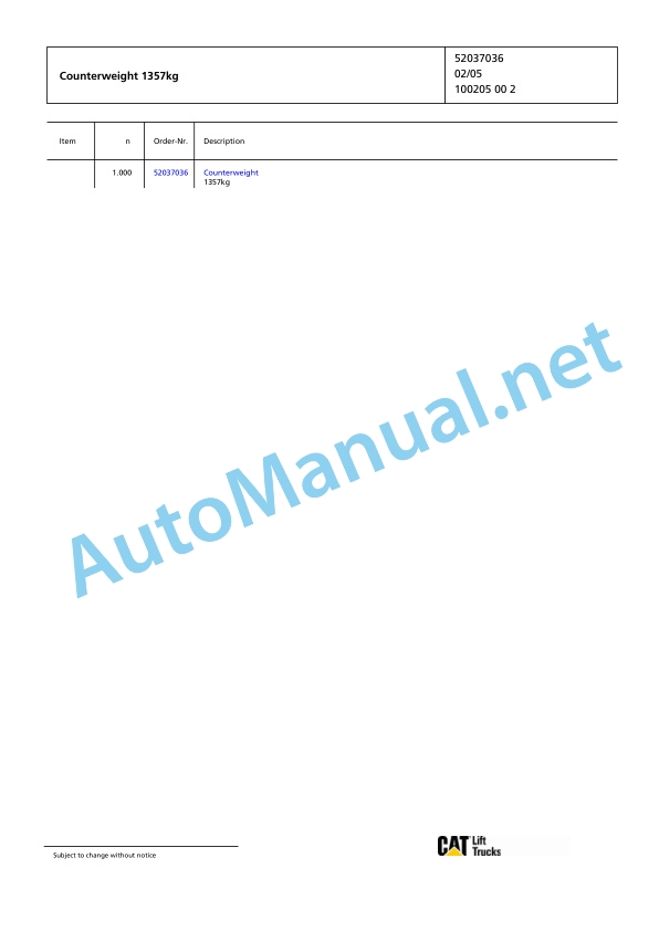 Jungheinrich Forklift EP 50 MP 3FP 490 Spare Parts Manual FN423824 3 Jungheinrich Forklift EP 50 MP 3FP 490 Spare Parts Manual FN423824 - Image 3