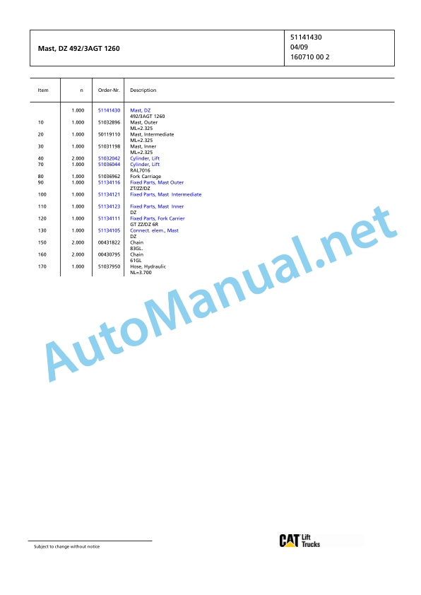 Jungheinrich Forklift EP 50 MP 3FP 490 Spare Parts Manual FN423824 4 Jungheinrich Forklift EP 50 MP 3FP 490 Spare Parts Manual FN423824 - Image 4